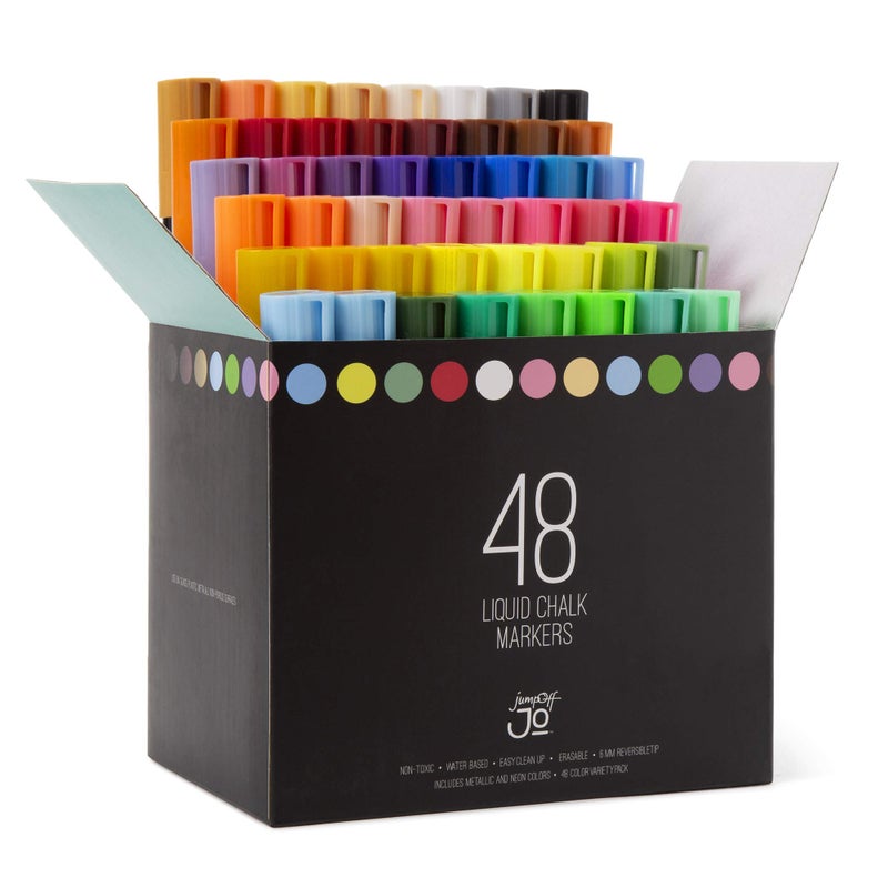 JumpOff Jo â€“ Liquid Chalk Markers â€“ Reversible Chisel and Round Tip â€“ Multi Color (48) - Image 1